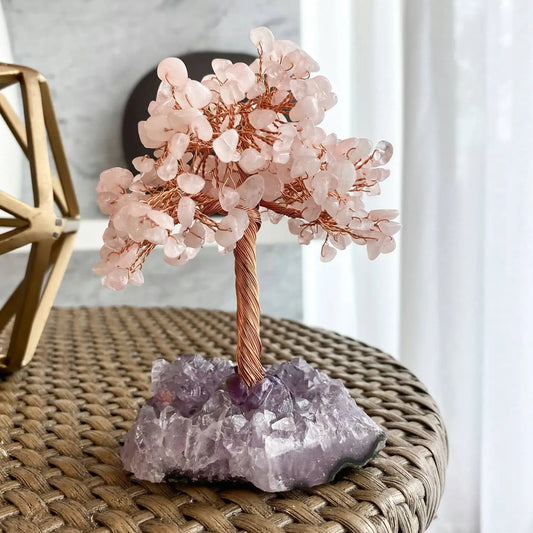 Rose Quartz Tree - Amethyst Base