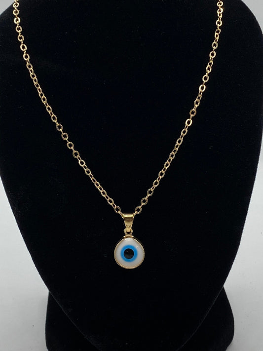 Turkish Glass Evil Eye Necklace - Gold Filled