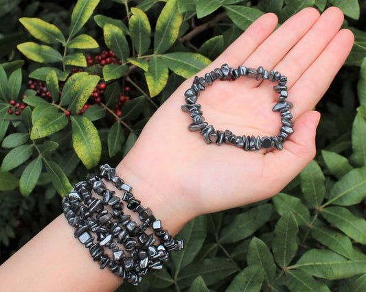 Hematite - Crystal Chip Bracelet