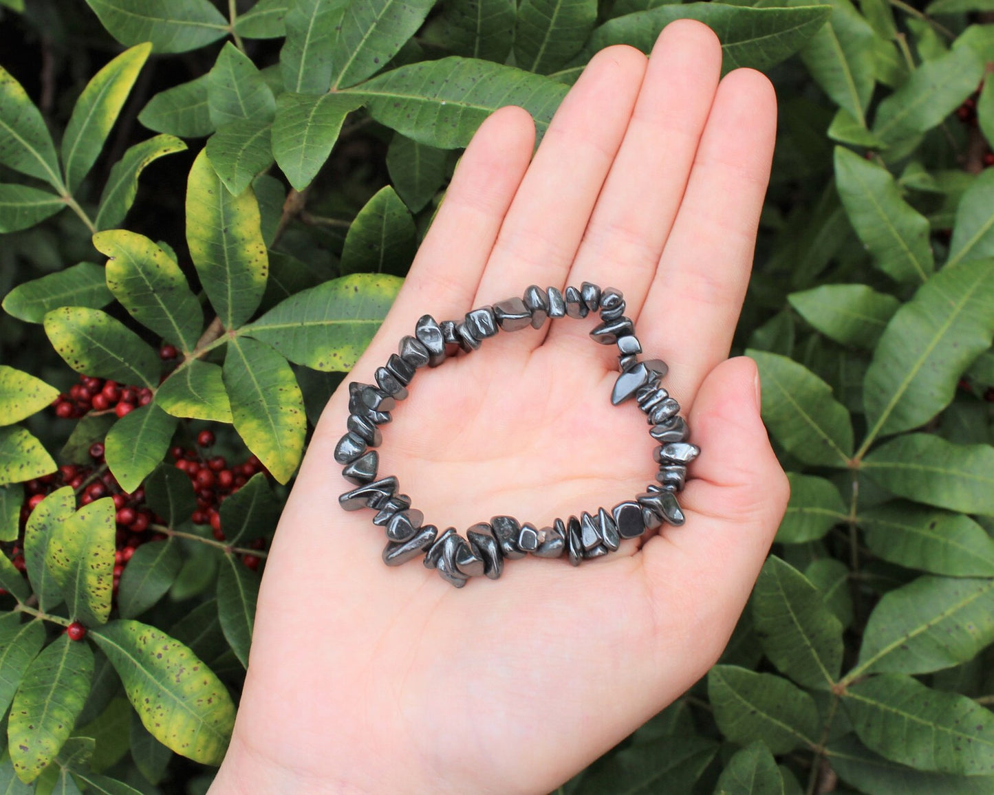 Hematite - Crystal Chip Bracelet