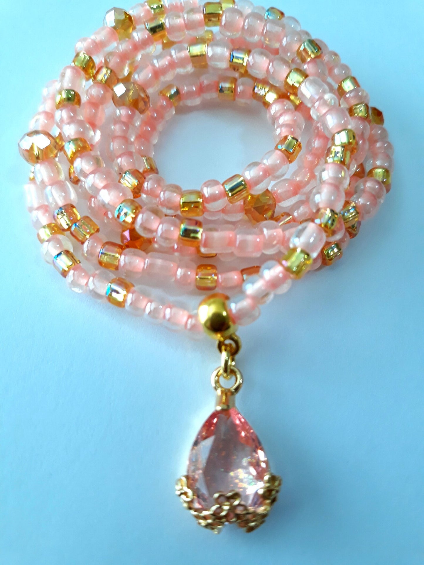 Peach and Gold Waist Beads