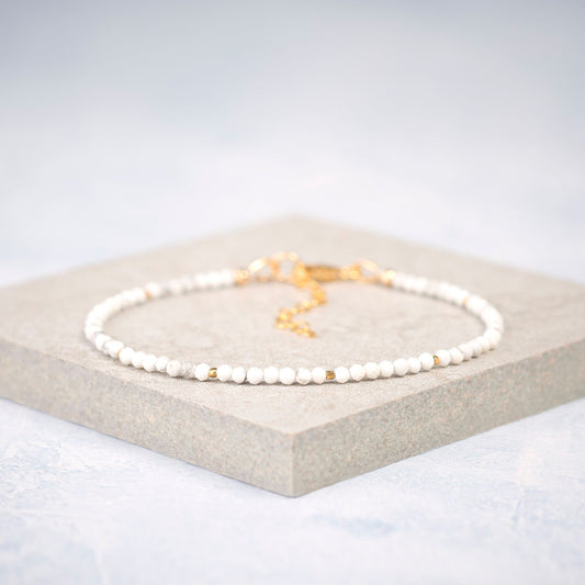 Howlite Bracelet - Dainty, Gold Fill